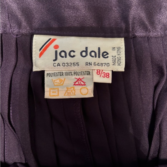 Vintage Jac Dale Purple Pleated High Waisted Midi Skirt Size 0 - Picture 5 of 7